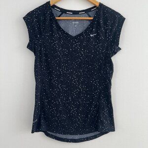 Nike Dri Fit Running Top XS Black Reflective Activewear Gym Athleisure Polka Dot
